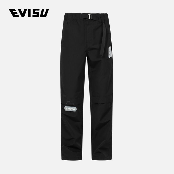 EVISU KURO 24SS男士水感满地图案常规版型拼接休闲长裤 2ESGNM4PP5253XXSNBLKA