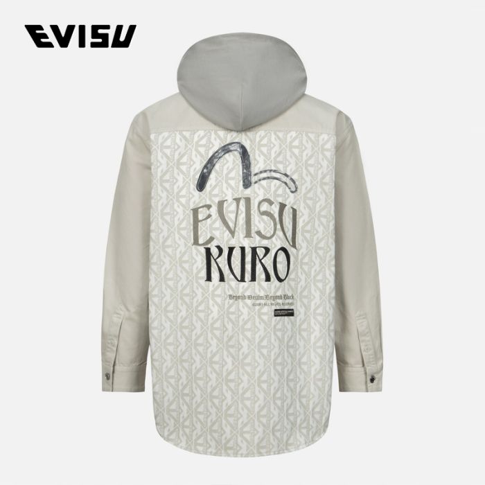 EVISU KURO 24SS男士满地拼接宽版衬衫外套 2ESGNM4SJ5094LFCTBEGL