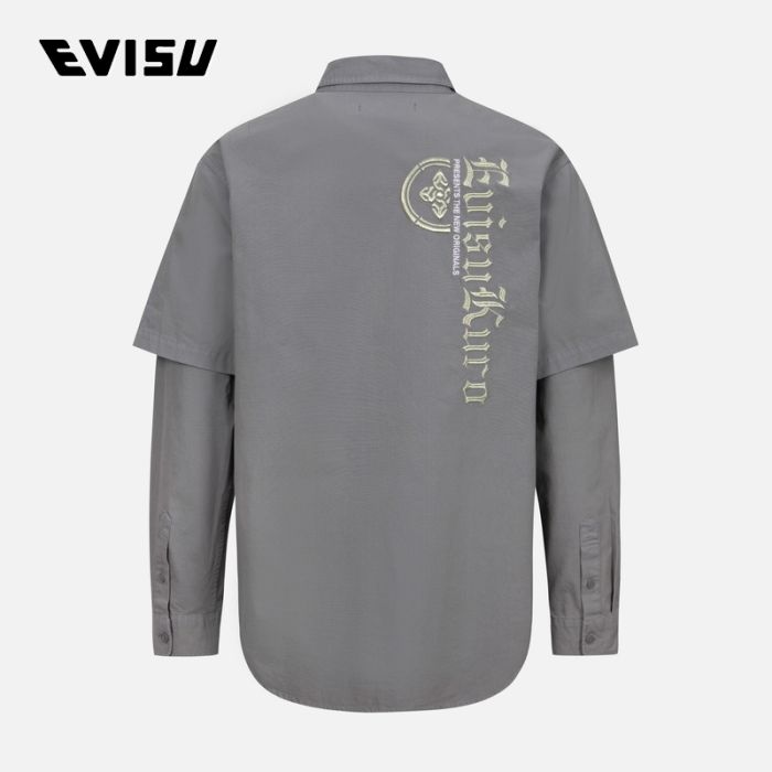 EVISU KURO SS24男士假两件式休闲版型衬衫 2ESGNM4SL5099RXCTGRYX