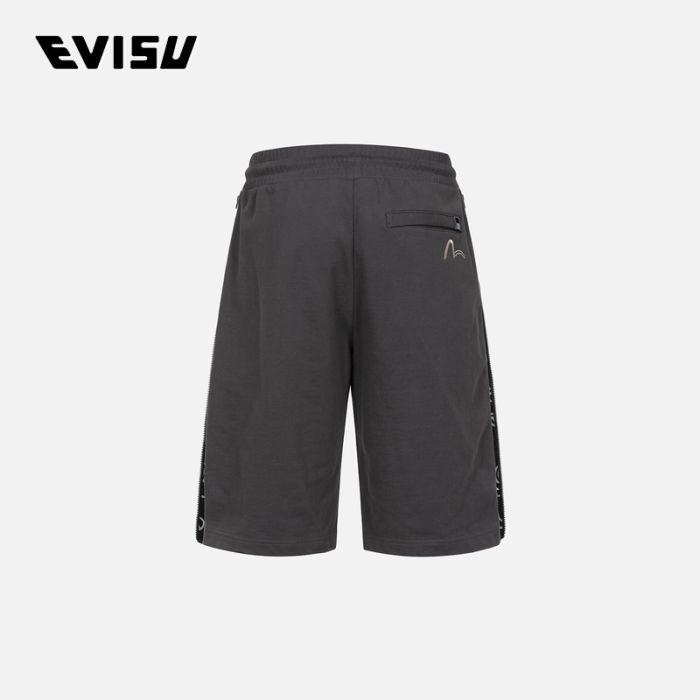 EVISU KURO 24SS男士侧拉链腰果花和海鸥刺绣常规版型运动短裤 2ESGNM4ST5179XXCTCHAX