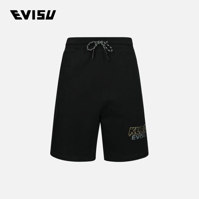 EVISU KURO 24SS男士立体商标印花休闲版型运动短裤 2ESGNM4ST5181RXCTBLKX