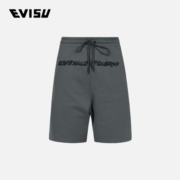 EVISU KURO 24SS男士商标和海鸥立体印花休闲宽版运动短卫裤 2ESGNM4ST5259RXCTCHAX