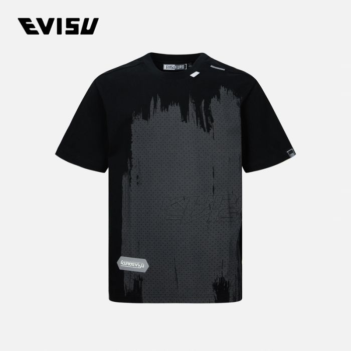 EVISU KURO 24SS男士六角形满地印花和多重商标常规版型T恤 2ESGNM4TS5042XXCTBLKX