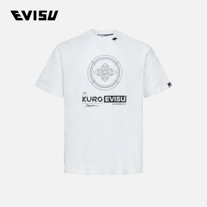 EVISU KURO 24SS男士家花和虹彩海鸥印花常规版型T恤 2ESGNM4TS5052XXCTWHTX