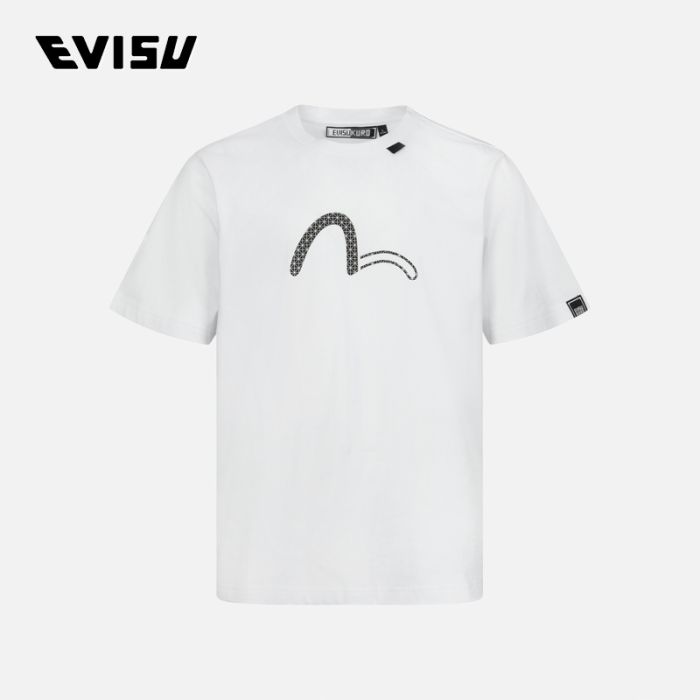 EVISU KURO 24SS男士网格海鸥和商标常规版型T恤 2ESGNM4TS5060XXCTWHTX