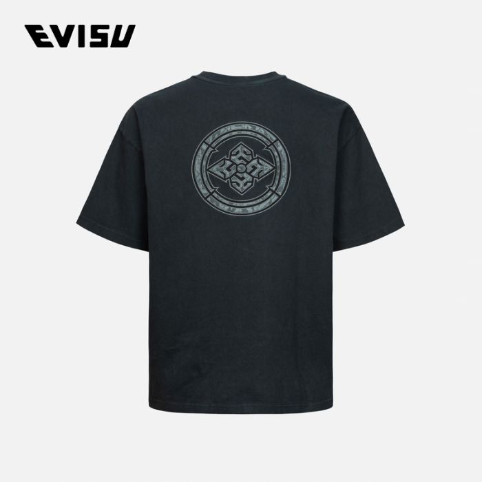 EVISU KURO 24SS男士家花贴布绣宽版T恤 2ESGNM4TS5138LFCTBLKX