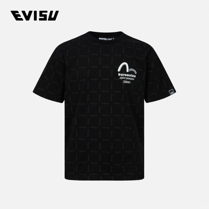 EVISU KURO 24SS男士满地商标印花常规版型T恤 2ESGNM4TS5254XXCTBLKA