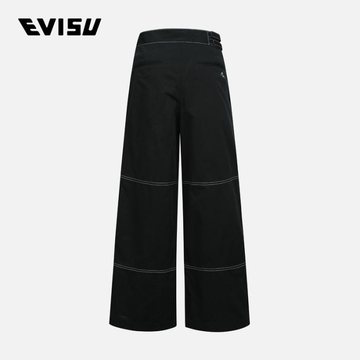 EVISU EVISUKURO 23SS女士立体标志海鸥刺绣阔腿裤 2ESGNW3CL204HWCTBLKX