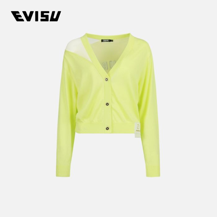 EVISU EVISUKURO 23SS女士网纱肩膀标志刺绣外套 2ESGNW3CN443XXCNLIME