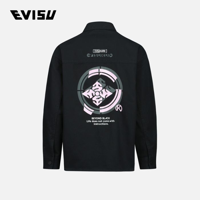 EVISU EVISUKURO 23SS女士双色家花印花牛仔衬衫 2ESGNW3SJ783OSCSBLKX