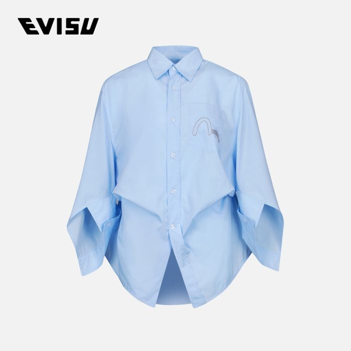 EVISU EVISUKURO 23SS女士双重海鸥刺绣衬衫 2ESGNW3SL299FFCTLBLU