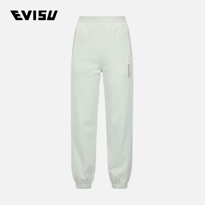 EVISU EVISUKURO 23SS女士Logo及海鸥刺绣卫裤 2ESGNW3SP454LFCTLTGY