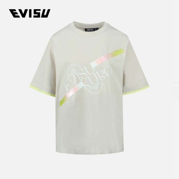 EVISU EVISUKURO 23SS女士标志家花海鸥印花短袖 2ESGNW3TS670OSCTSLVG