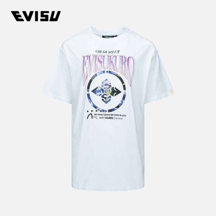 EVISU EVISUKURO 23SS女士渐变抽象图案家花印花T恤 2ESGNW3TS676FFCTBWHT