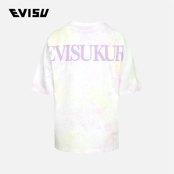 EVISU EVISUKURO 23SS女士Logo印花扎染T恤 2ESGNW3TS677FFCTFSTD