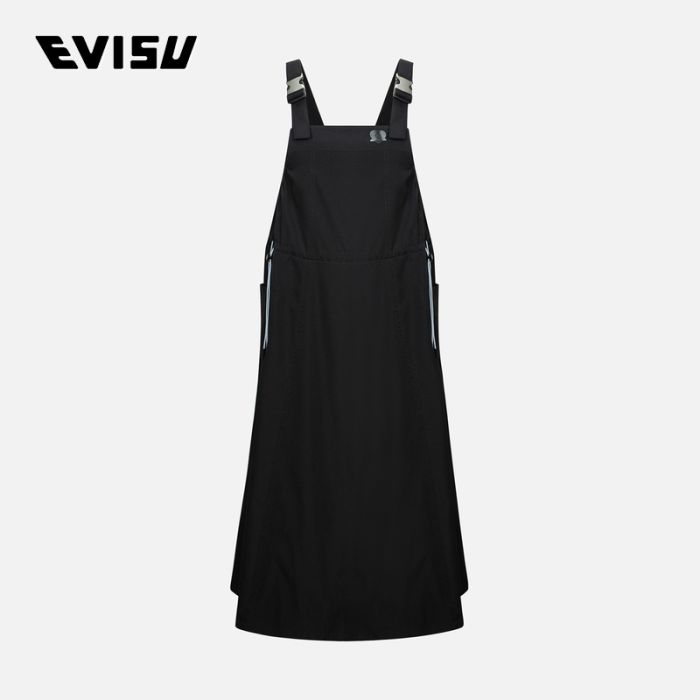 EVISU KURO 24SS女士镜面印花时尚版型吊带连衣裙 2ESGNW4DR6033FFSNBLKX