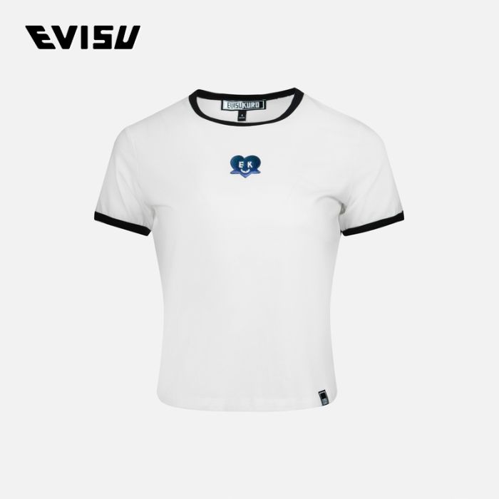 EVISU KURO 24SS女士EK图案修身版型T恤 2ESGNW4TS6046SLCTWHTX