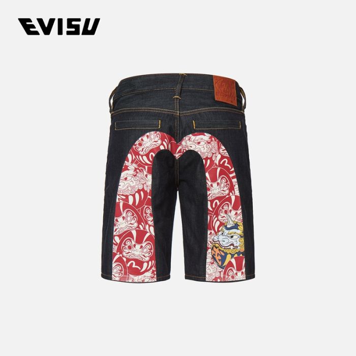 EVISU  23SS男士神社伙伴达摩大M牛仔短裤 2ESHTM2DS207XXCTINDW