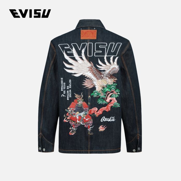 EVISU  23SS男士雄鹰与武士刺绣复古牛仔外套 2ESHTM3DJ118RXCXINDR