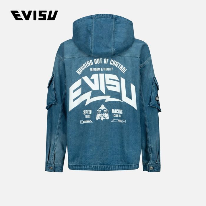 EVISU  23SS男士小海鸥刺绣连帽牛仔外套 2ESHTM3DJ235LFCTINDM