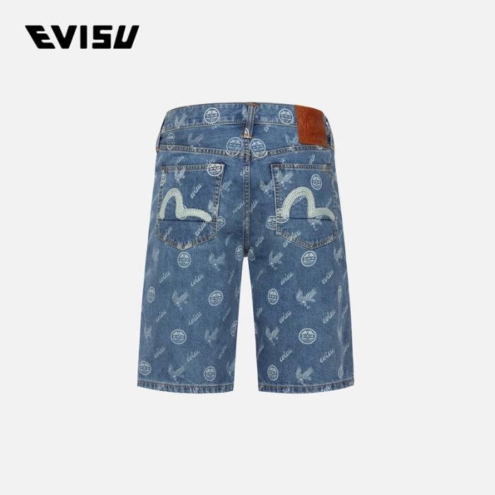 EVISU  23SS男士满地家花与雄鹰印花牛仔短裤 2ESHTM3DS175XXCTINDM