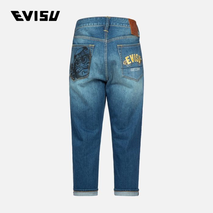 EVISU  23SS男士标志刺绣达摩印花牛仔裤 2ESHTM3JE12627CSINDM