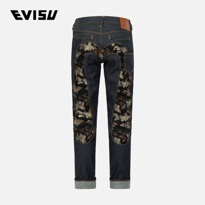 EVISU  23SS男士织锦大M嵌条多口袋窄脚牛仔裤 2ESHTM3JE90317CTINDX