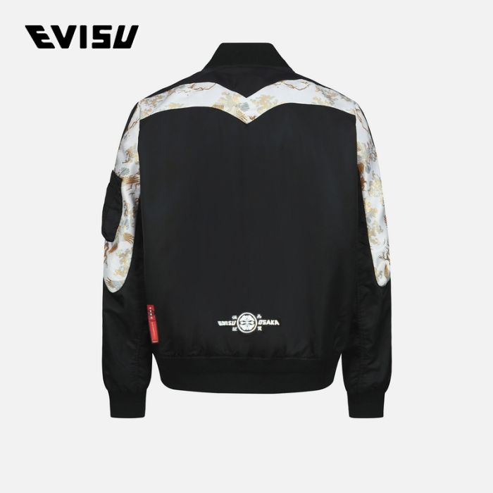 EVISU  23SS男士织锦大M嵌条 MA-1 飞行员外套 2ESHTM3JK104RXNYBLKX