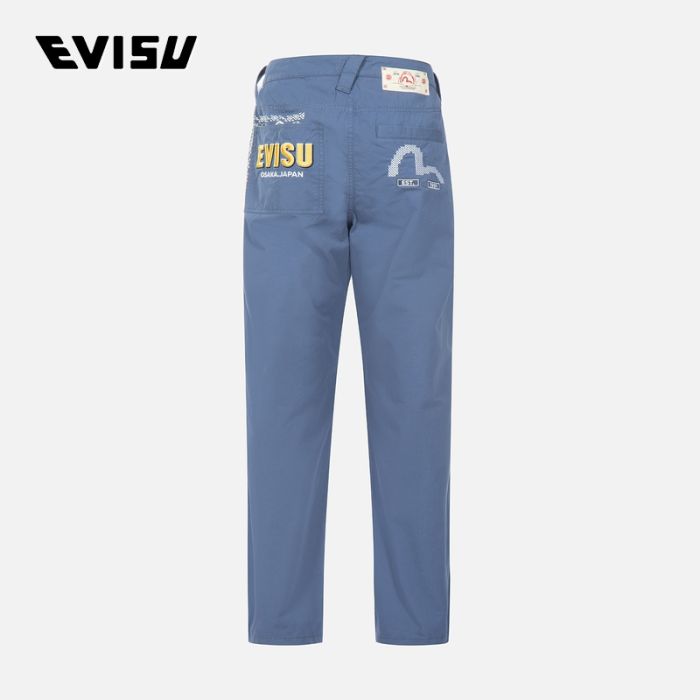 EVISU  23SS男士十字绣海鸥刺绣直脚裤 2ESHTM3PT120STCTMNIG