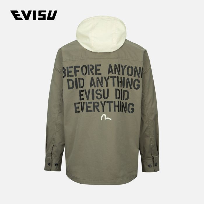 EVISU  23SS男士海鸥及个性口号印花仿两件式连帽夹克 2ESHTM3SJ243LFCTDKOL