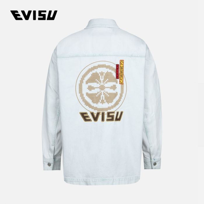 EVISU  23SS男士标志达摩十字绣家花衬衫 2ESHTM3SJ718XXDNINDB