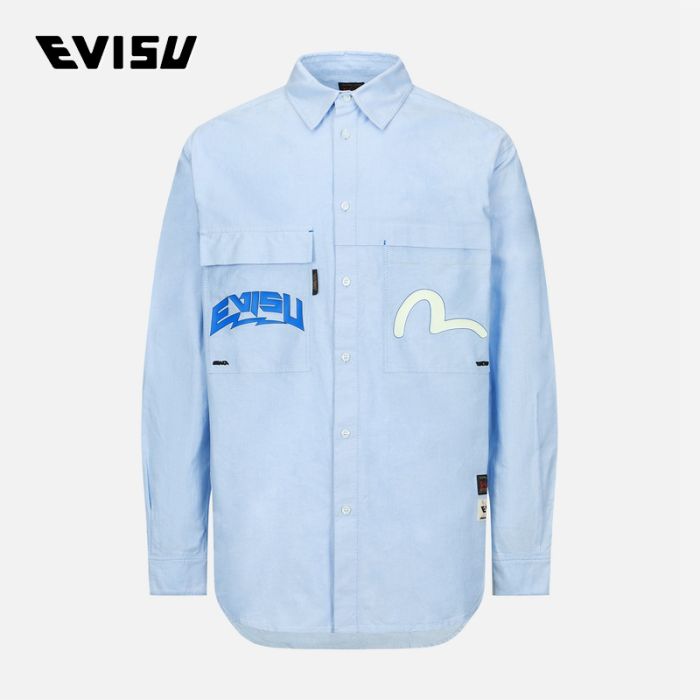 EVISU  23SS男士大M嵌条衬衫 2ESHTM3SL186XXCTLTBU