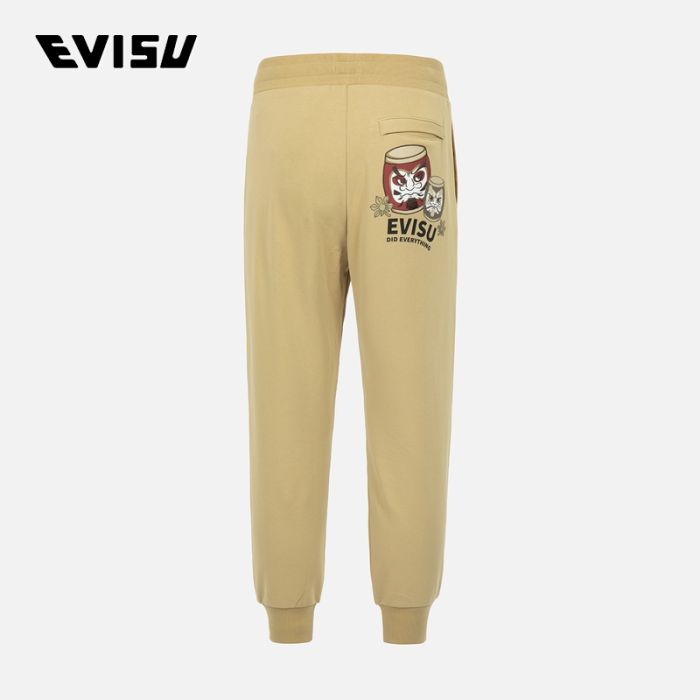 EVISU  23SS男士太鼓达摩印花卫裤 2ESHTM3SP315XXCTBEIG