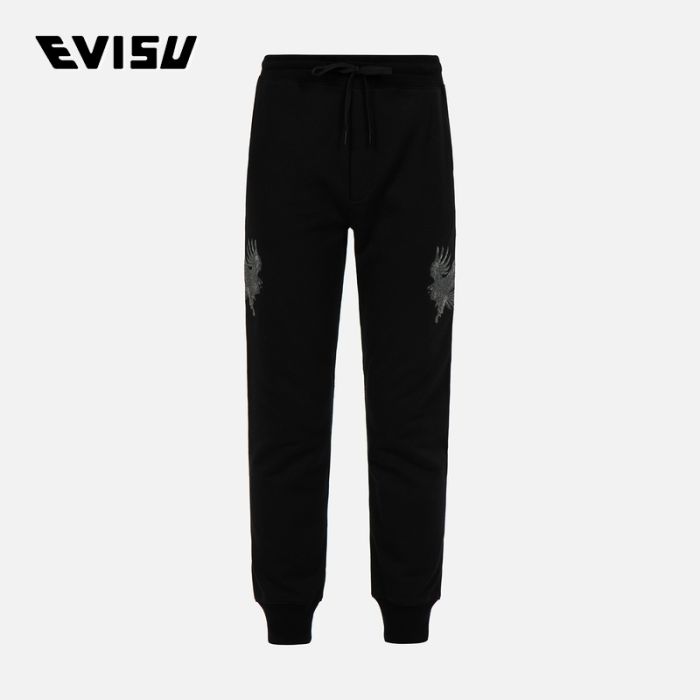 EVISU  23SS男士近似色雄鹰刺绣卫裤 2ESHTM3SP555XXCTBLKX