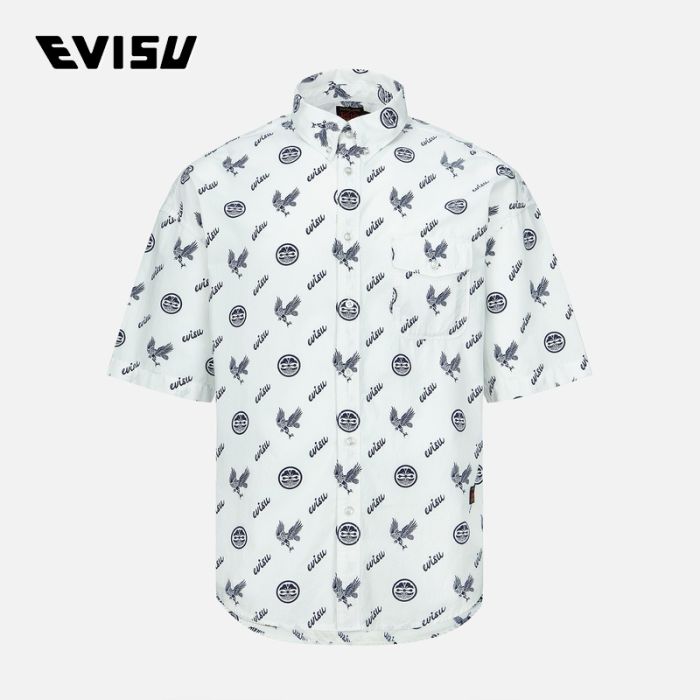 EVISU  23SS男士满地标志雄鹰短袖衬衫 2ESHTM3SS150LFCTOWAO