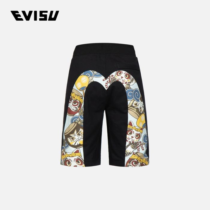 EVISU  23SS男士太鼓达摩大M印花短裤 2ESHTM3ST318XXCTBLKX