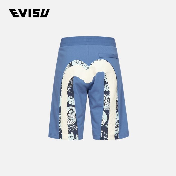 EVISU  23SS男士双重大Ｍ印花运动短裤 2ESHTM3ST374XXCTBLUE