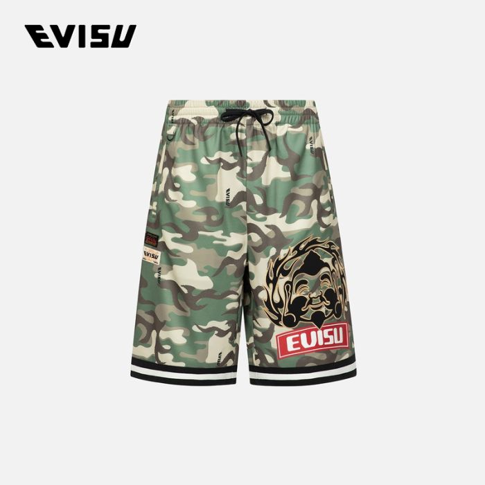 EVISU  23SS男士佛头刺绣及标志迷彩短裤 2ESHTM3ST584LFPLCMAP