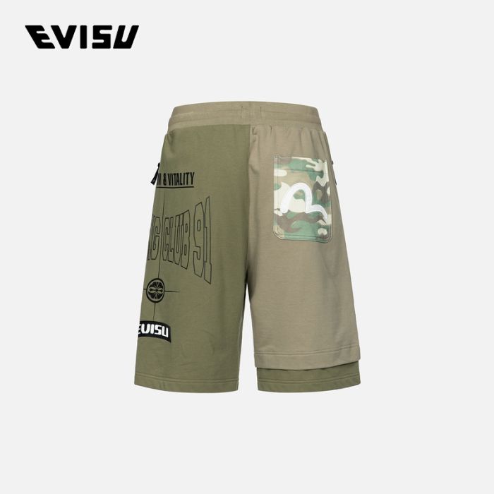 EVISU  23SS男士迷彩口袋海鸥双层短裤 2ESHTM3ST586LFCTOLVX