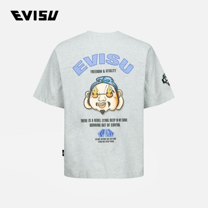 EVISU  23SS男士佛头印花口袋T恤 2ESHTM3TS502LFCTHGRY