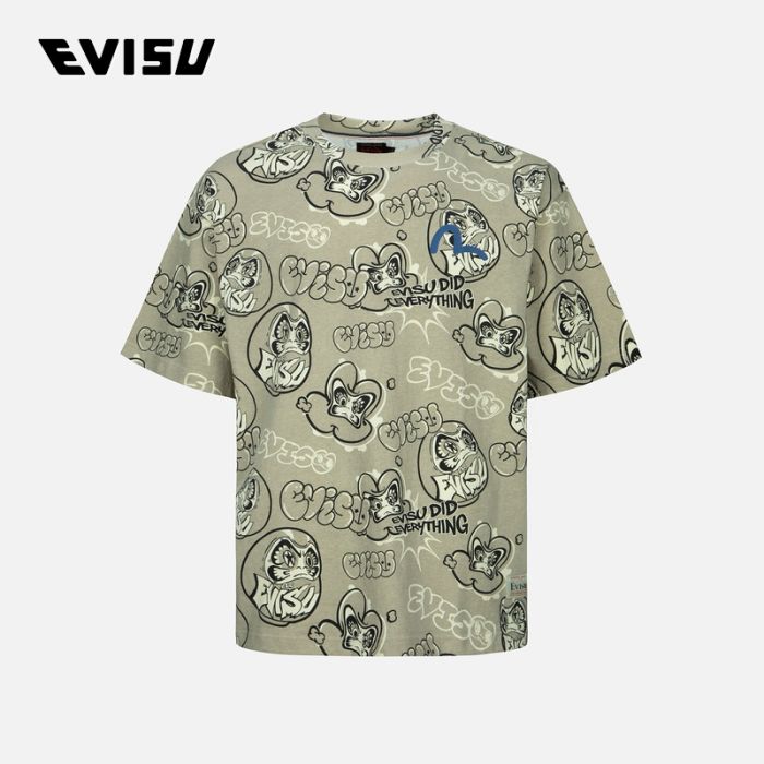 EVISU  23SS男士满地涂鸦达摩印花T恤 2ESHTM3TS519LFCTKHAO