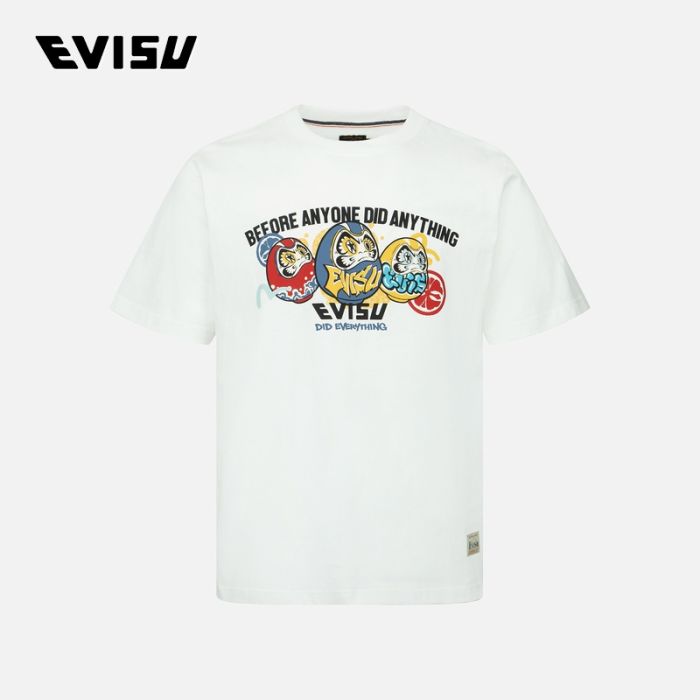 EVISU  23SS男士涂鸦达摩兄弟印花T恤 2ESHTM3TS520XXCTOWHT