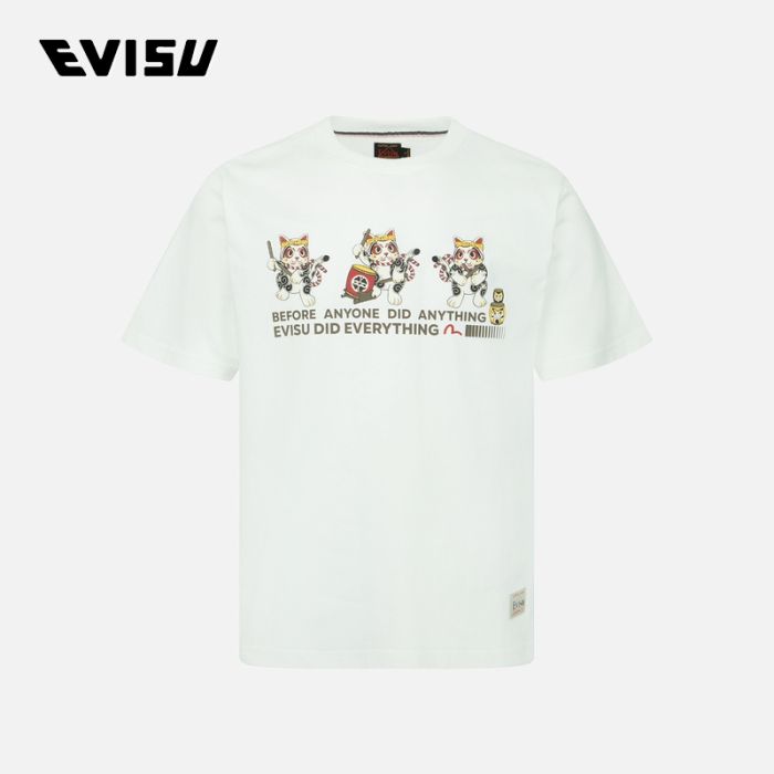 【4件7折】EVISU  23SS男士太鼓达摩标语印花短袖 2ESHTM3TS524XXCTOWHT