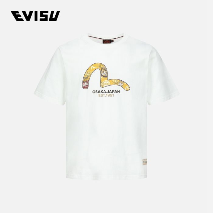 EVISU  23SS男士太鼓达摩印花短袖 2ESHTM3TS526XXCTOWHT