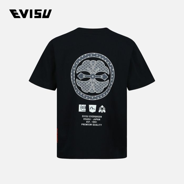 EVISU  23SS男士家花标语印花短袖 2ESHTM3TS530XXCTMUBK