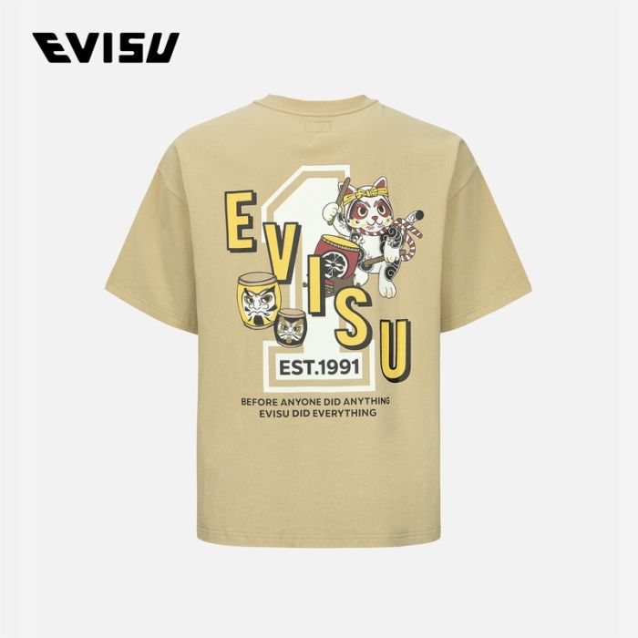 EVISU  23SS男士太鼓达摩标志印花短袖 2ESHTM3TS531LFCTBEIG