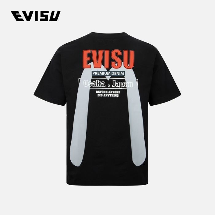 EVISU  23SS男士Logo及大M印花T恤 2ESHTM3TS544XXCTBLKX