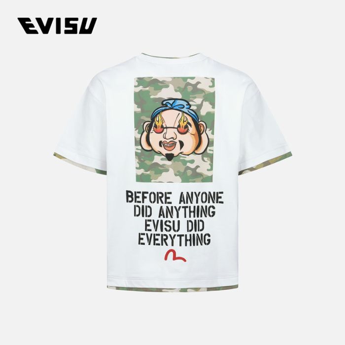 EVISU  23SS男士佛头迷彩标语海鸥短袖 2ESHTM3TS604RXCTOWHT