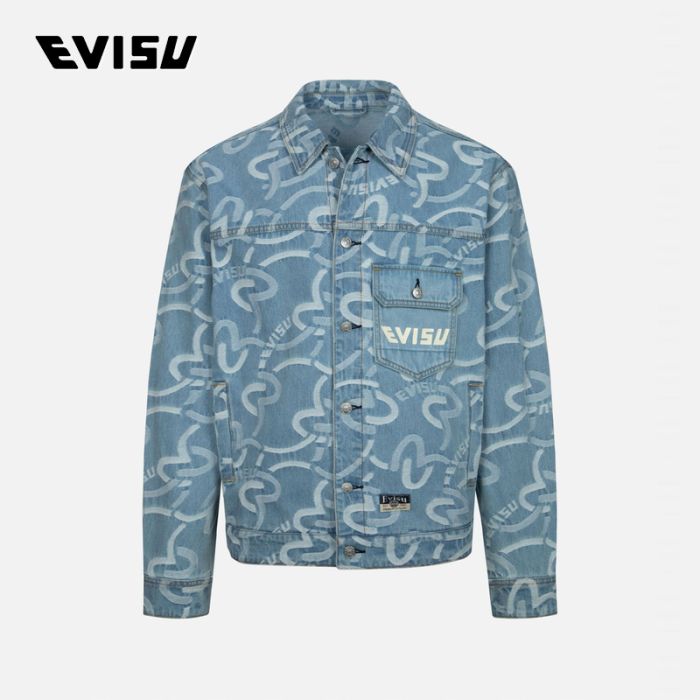 EVISU  24SS男士满地海鸥提花宽版休闲牛仔外套 2ESHTM4DJ1006RXDNINDA