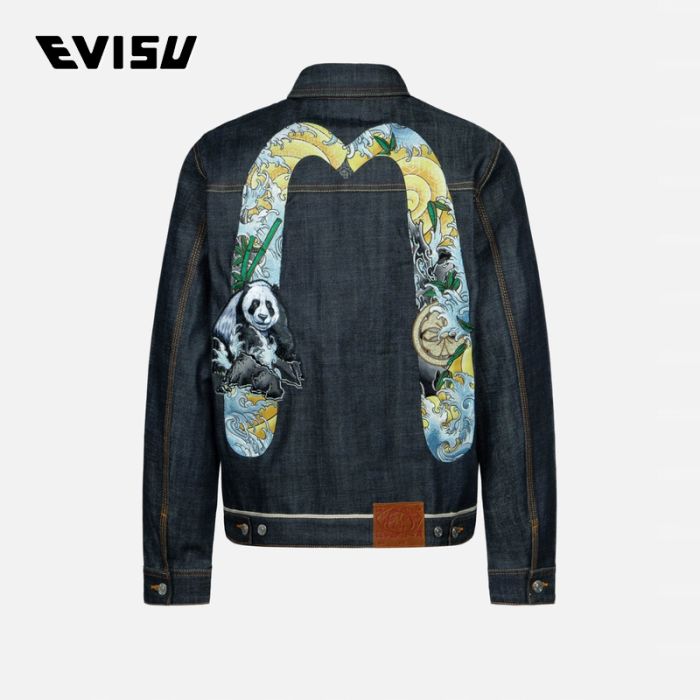 EVISU  24SS男士熊猫大M刺绣常规版型牛仔外套 2ESHTM4DJ7005XXDPINDX